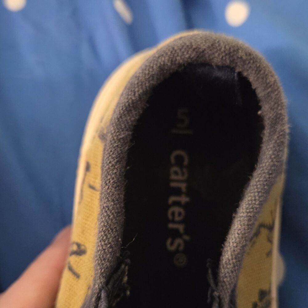 Carter's Dinosaur Print Slip-On Fabric Shoes Green and Blue Kids 5 Casual Flat - Picture 2 of 5